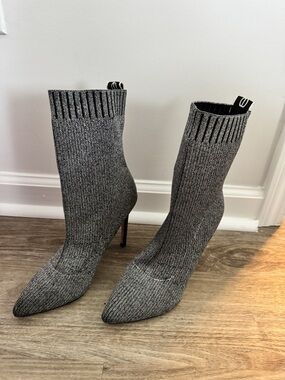 bebe Gray Knit Sock Booties Discover Stiletto Ankle Boots